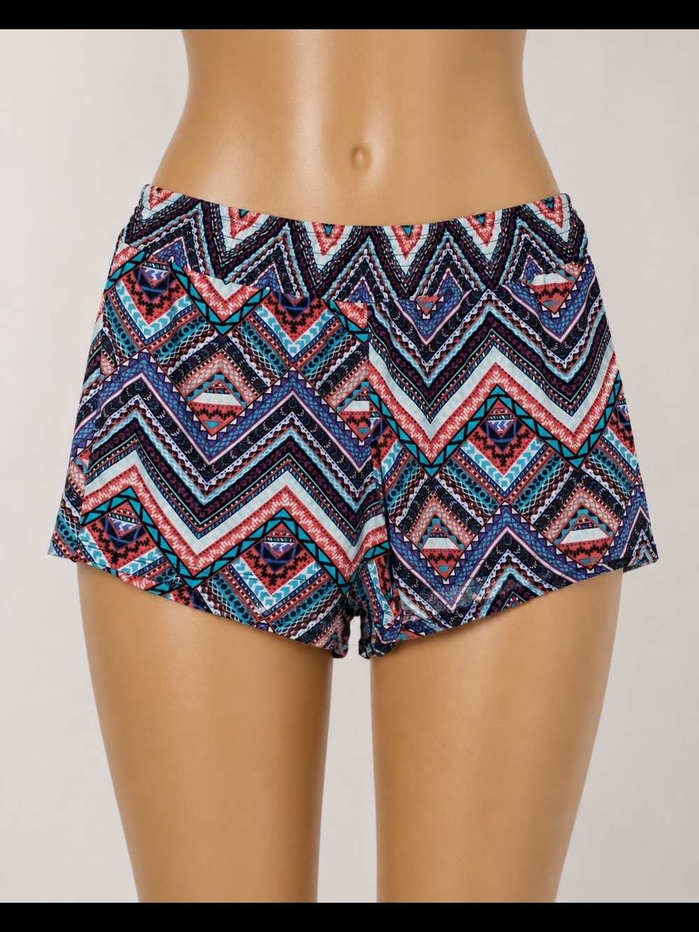 Bobbie Brooks Chevron Aztec Print Shorts - Blue/Multi